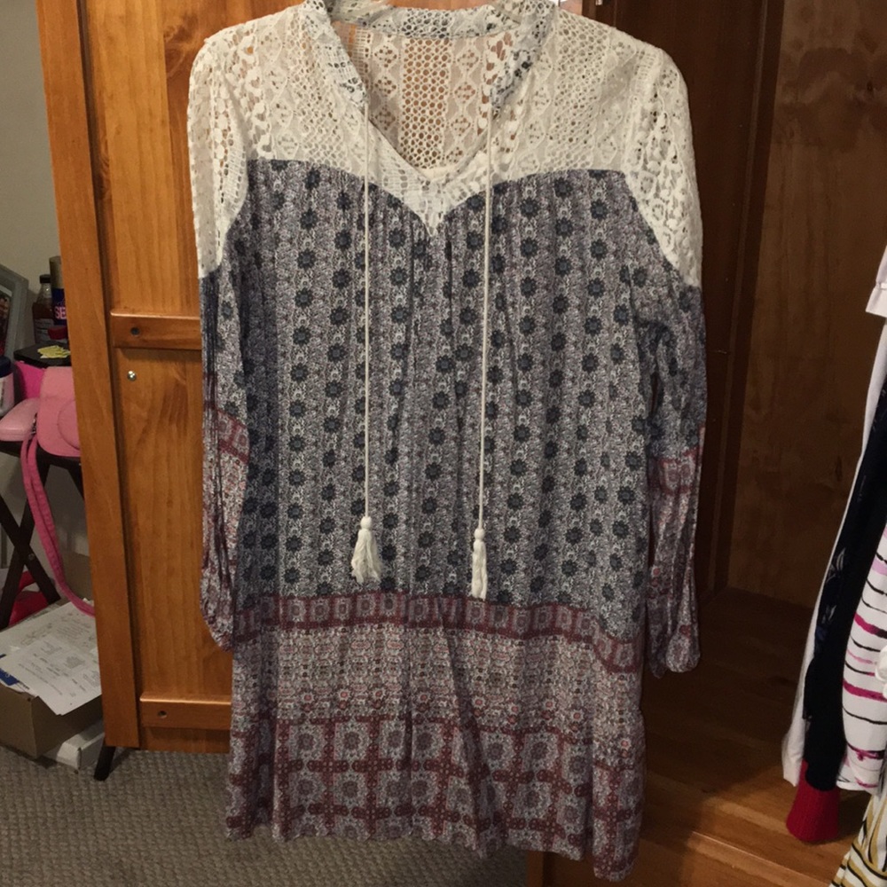 Printed Dress with Tassels